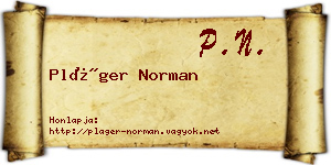 Pláger Norman névjegykártya